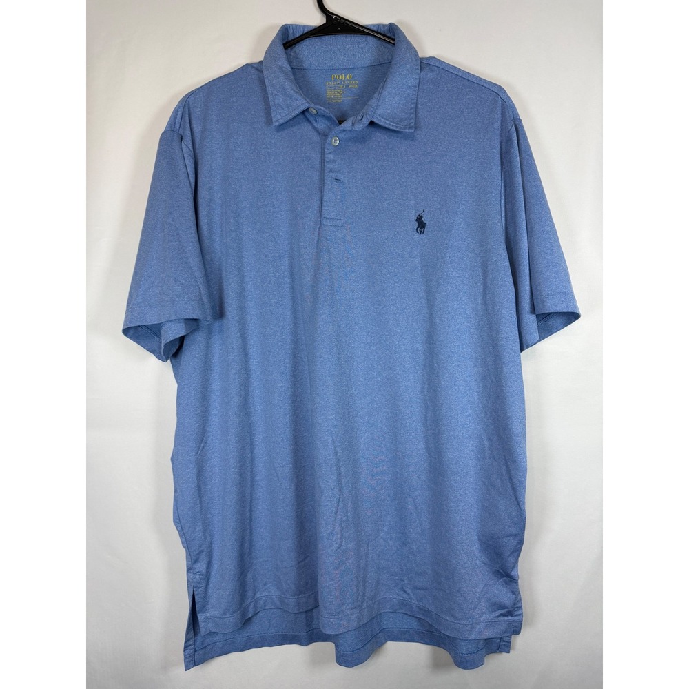Polo Ralph Lauren Performance Mens Large Blue Heather Short Sleeve Polo Shirt